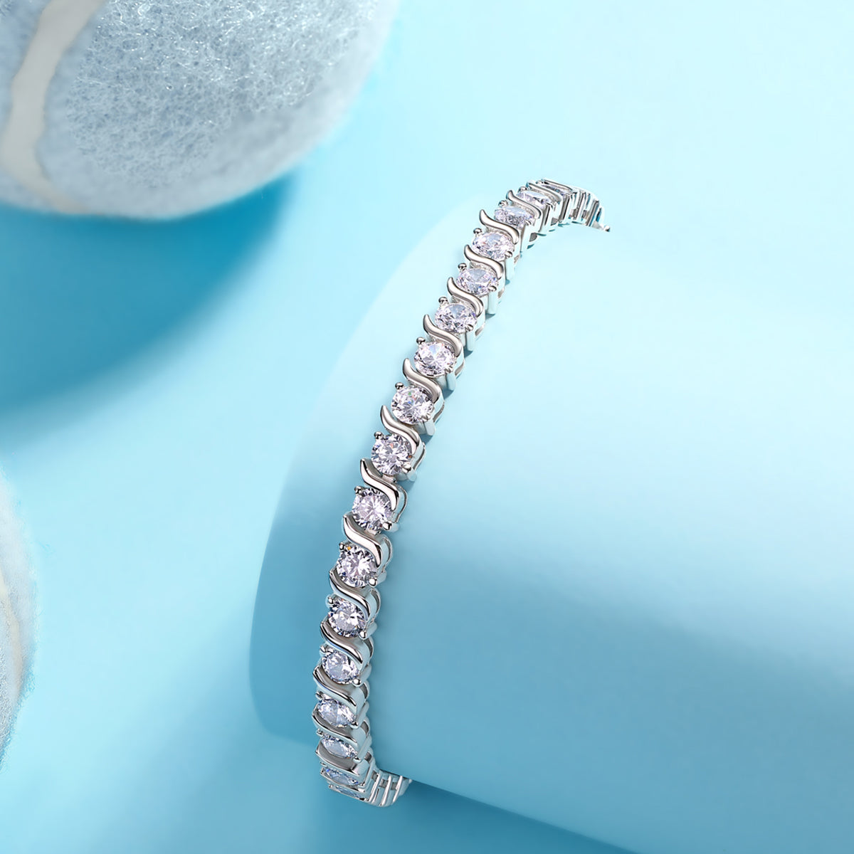 Planderful Moissanite Bracelet For Women 0.3Ct Full Round Sparkle S925 Silver Plated