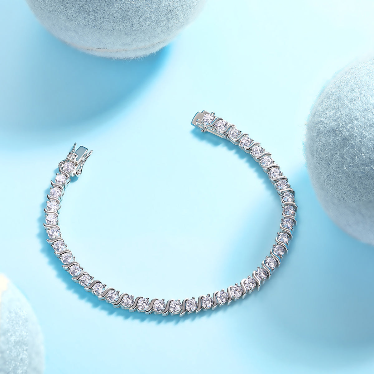 Planderful Moissanite Bracelet For Women 0.3Ct Full Round Sparkle S925 Silver Plated