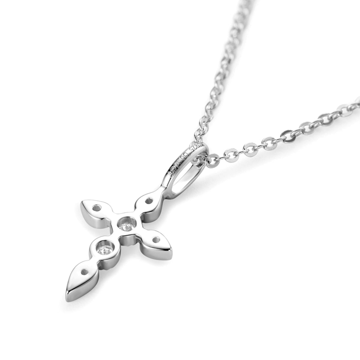 S925 Silver Plated 18K Gold Moissanite Cross Pendant Necklace