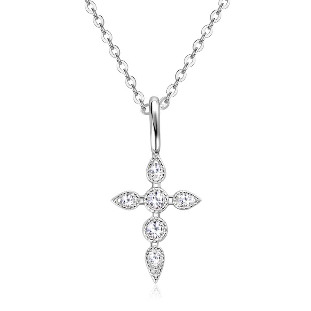 S925 Silver Plated 18K Gold Moissanite Cross Pendant Necklace
