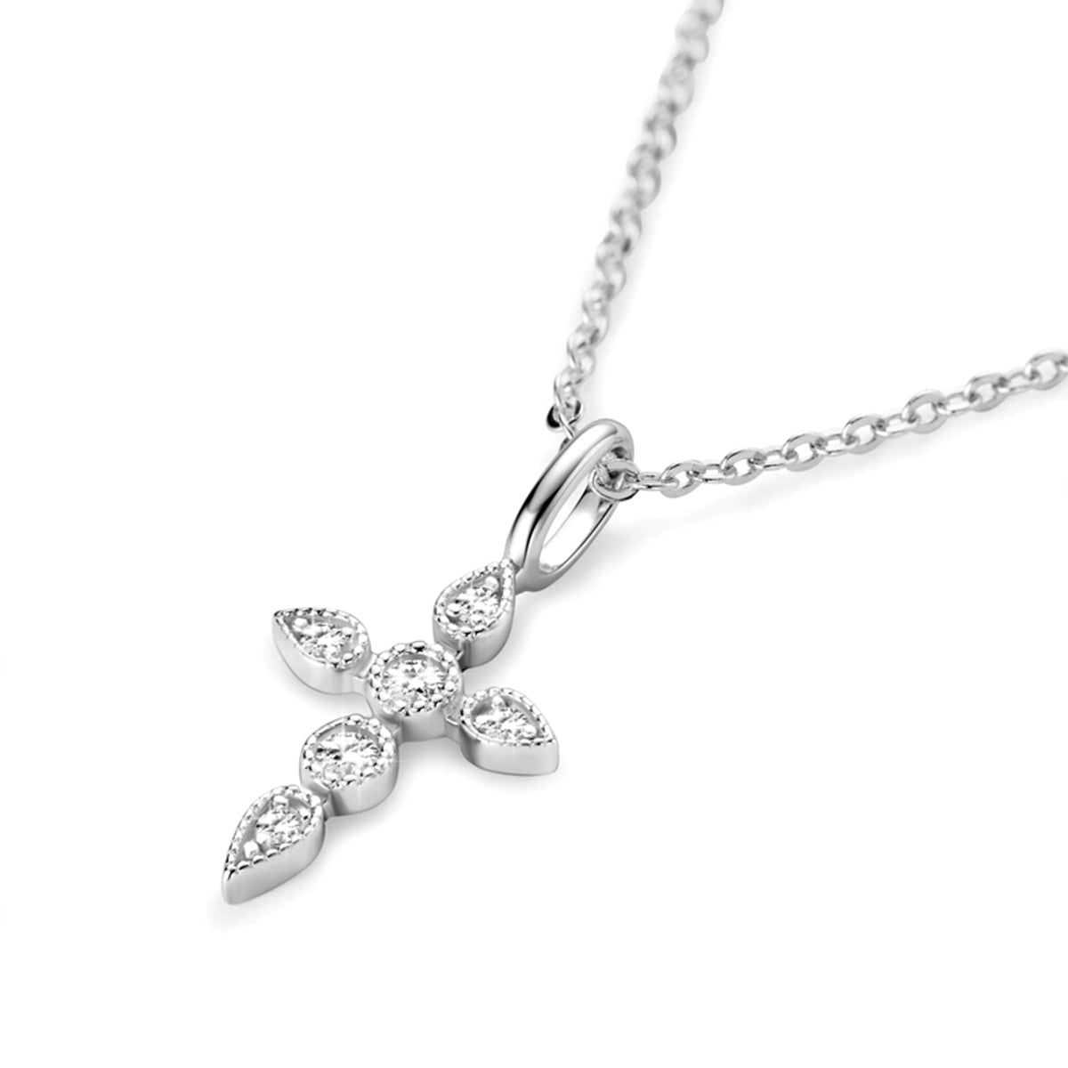 S925 Silver Plated 18K Gold Moissanite Cross Pendant Necklace