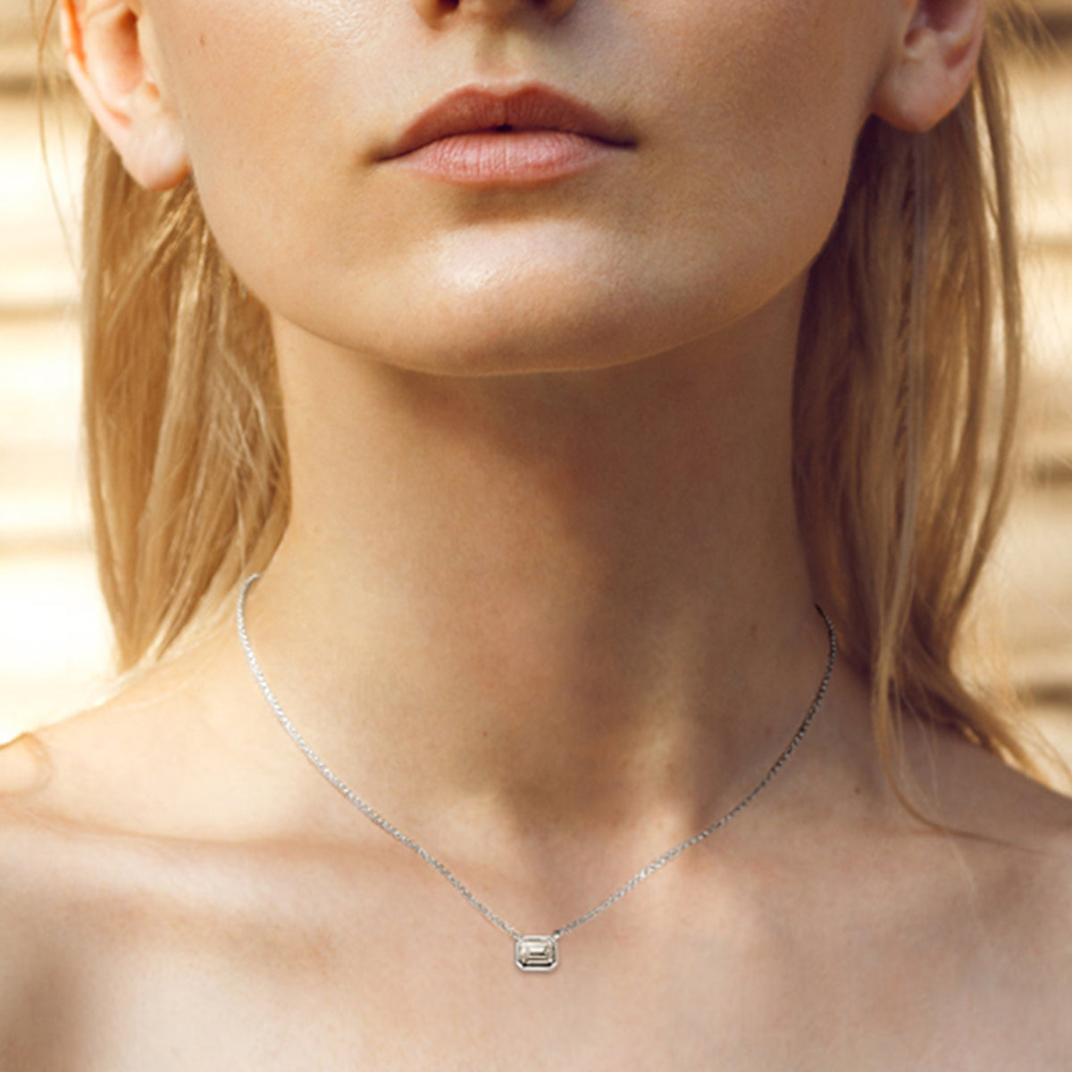 1.0 Carat Emerald Cut Moissanite Pendant S925 Silver Necklace