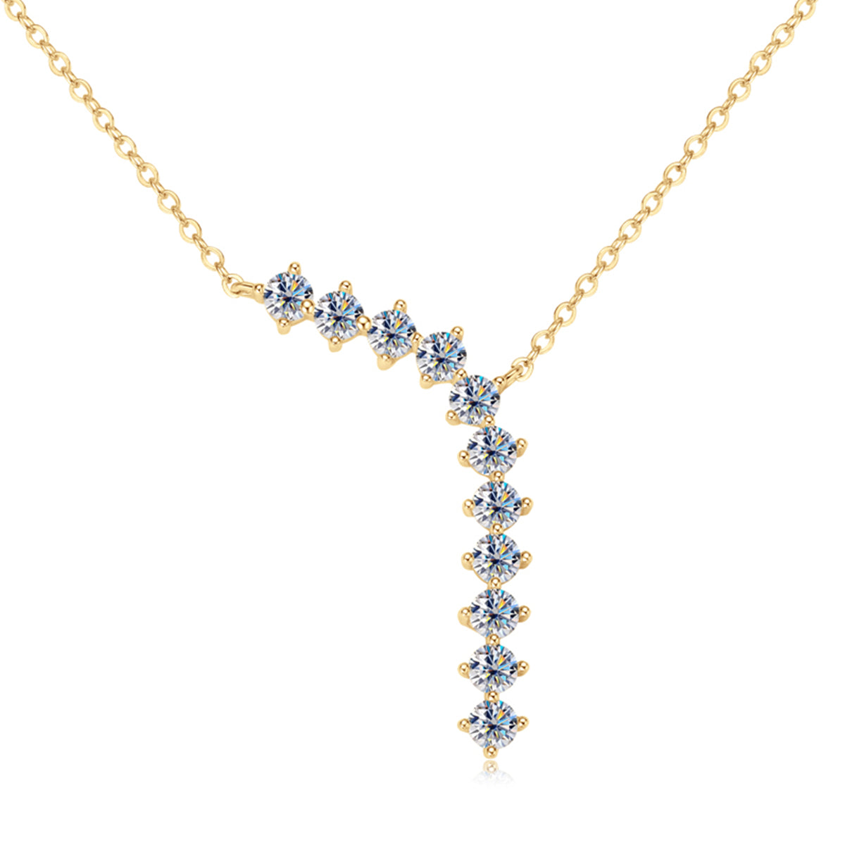 S925 Silver Plated 18K Gold Moissanite Y-Shape Necklace