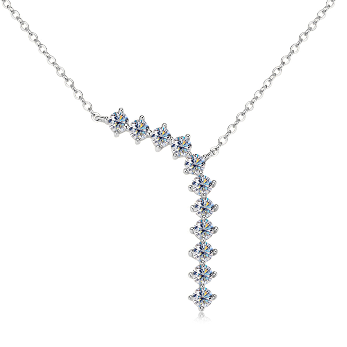 S925 Silver Plated 18K Gold Moissanite Y-Shape Necklace