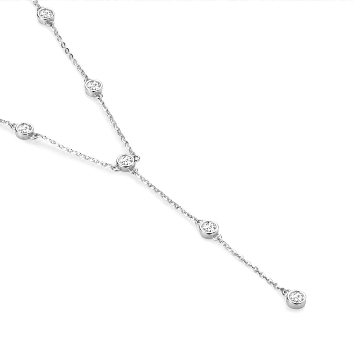 Stunning 1.1 Carat Moissanite S925 Silver Plated 18K Gold Y-Shape Necklace