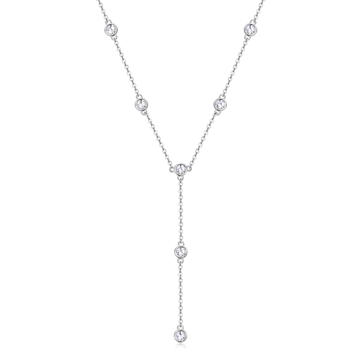 Stunning 1.1 Carat Moissanite S925 Silver Plated 18K Gold Y-Shape Necklace