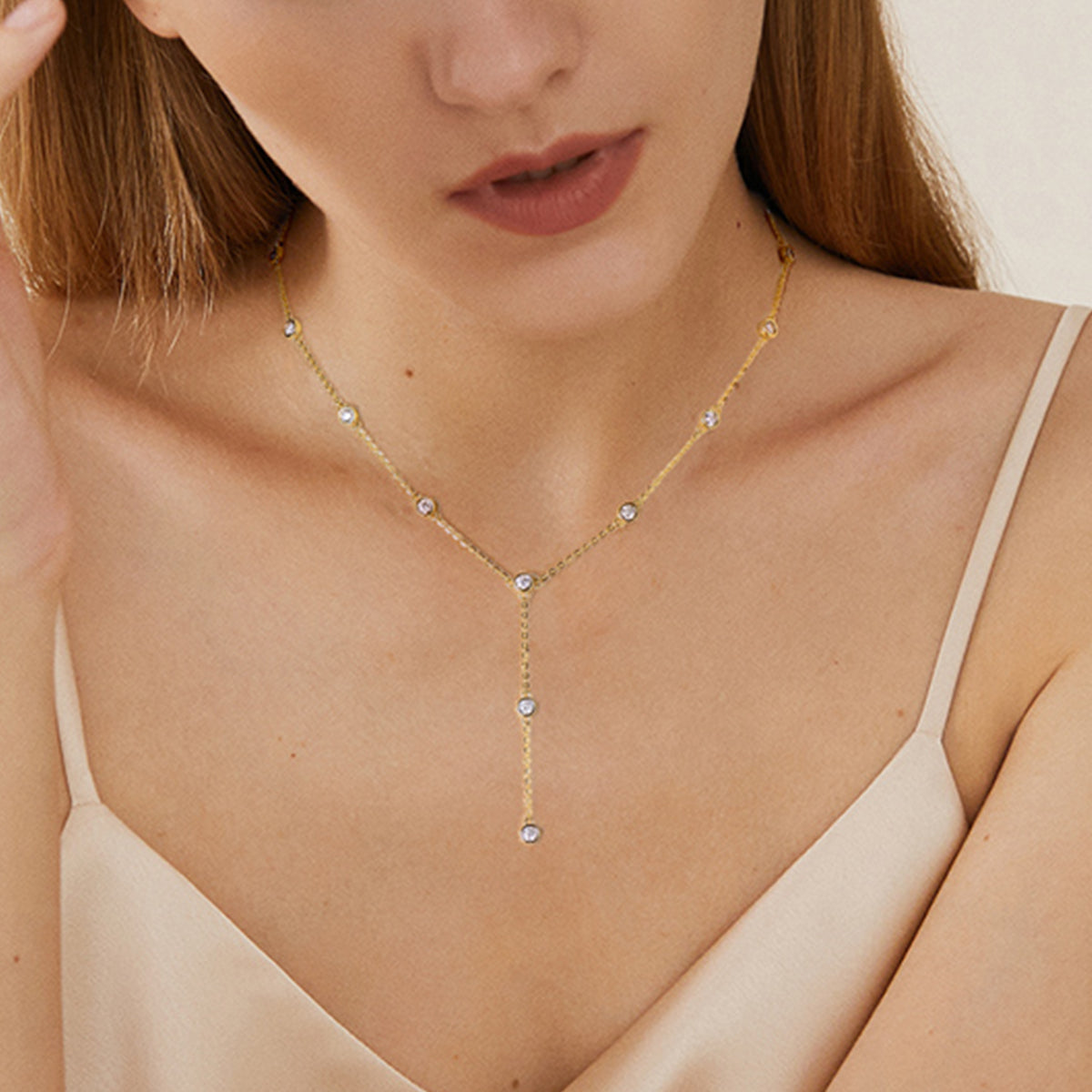 Stunning 1.1 Carat Moissanite S925 Silver Plated 18K Gold Y-Shape Necklace