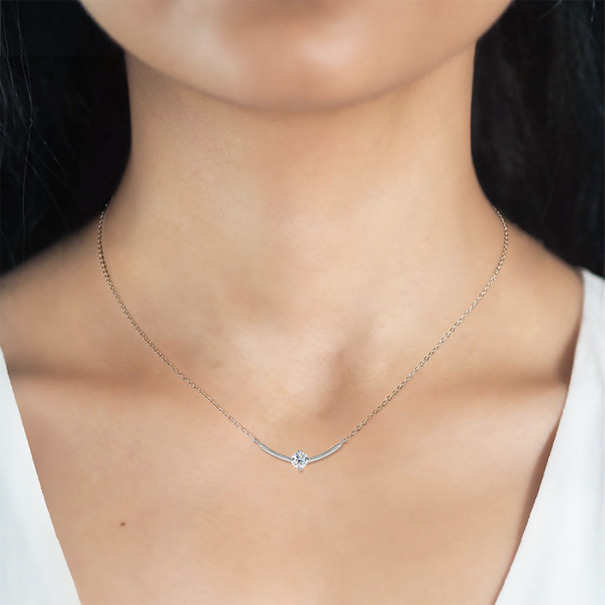 S925 Silver Plated 18K Gold Moissanite Collarbone Chain