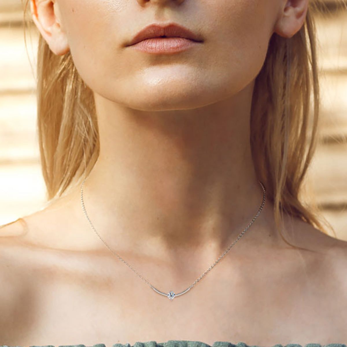 S925 Silver Plated 18K Gold Moissanite Collarbone Chain