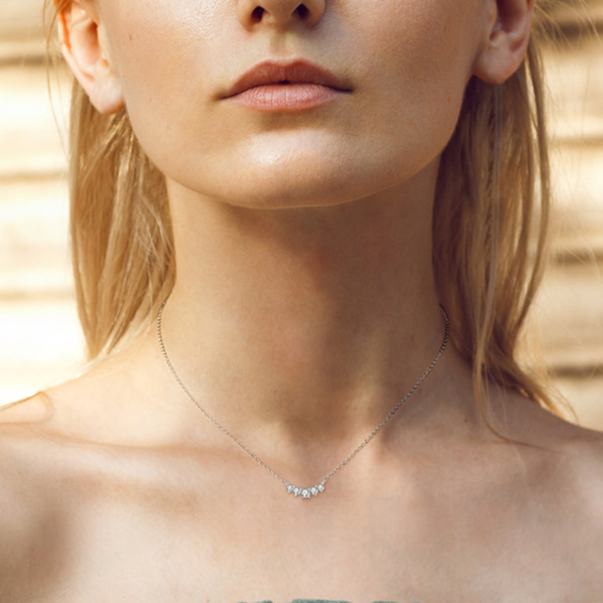 S925 Silver Plated 18K Gold Moissanite Collarbone Chain