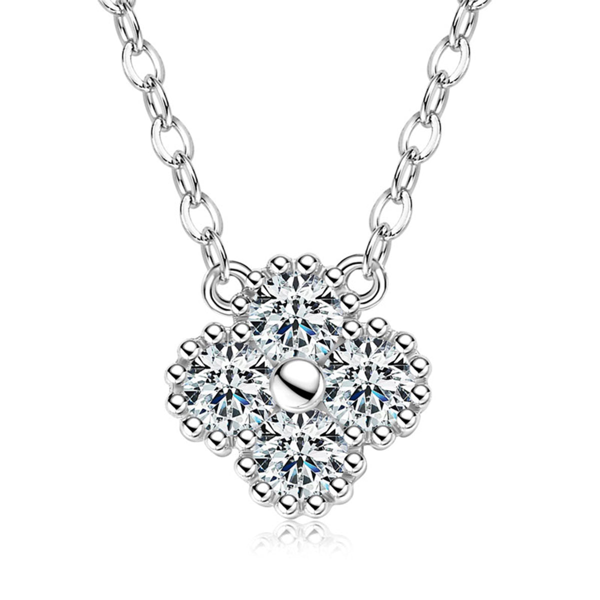 0.4 Carat Moissanite Clover Pendant S925 Silver Plated Necklace