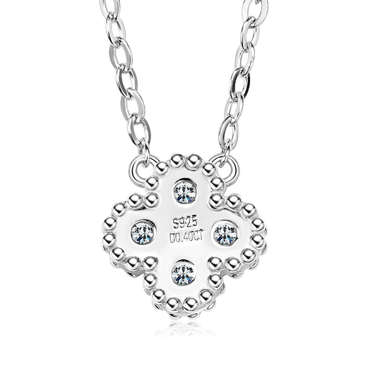 0.4 Carat Moissanite Clover Pendant S925 Silver Plated Necklace