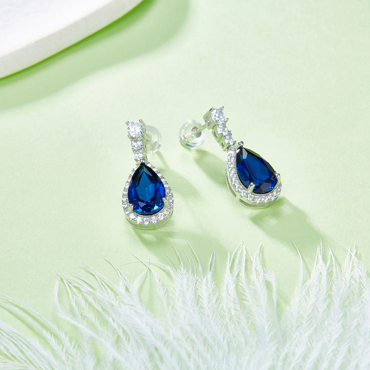 11*7mm Pear Drop Lab Grown Gemstone Halo S925 Silver Earrings