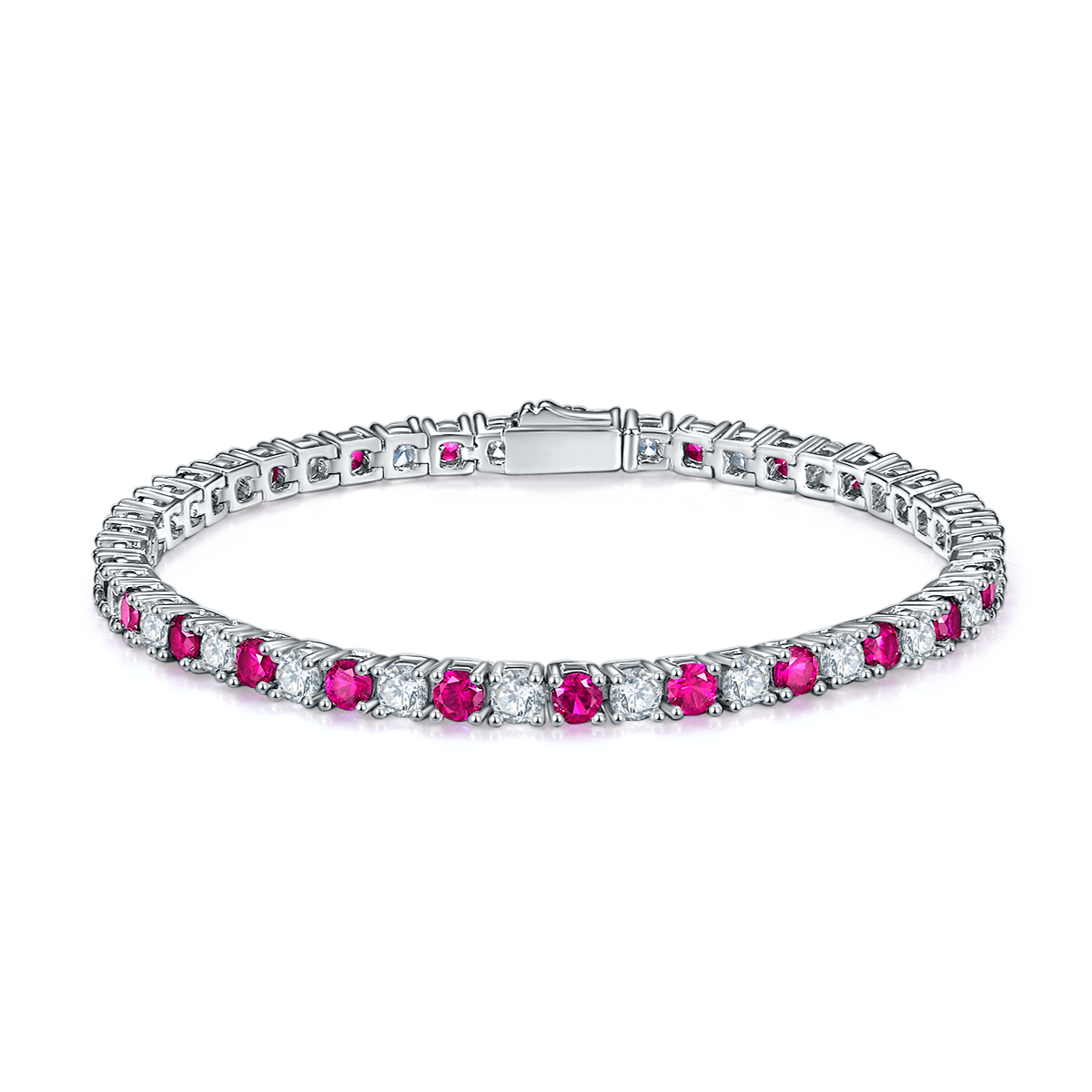 Elegant 3.0mm Lab Grown Gemstone S925 Silver Plated 18K Platinum Tennis Bracelet