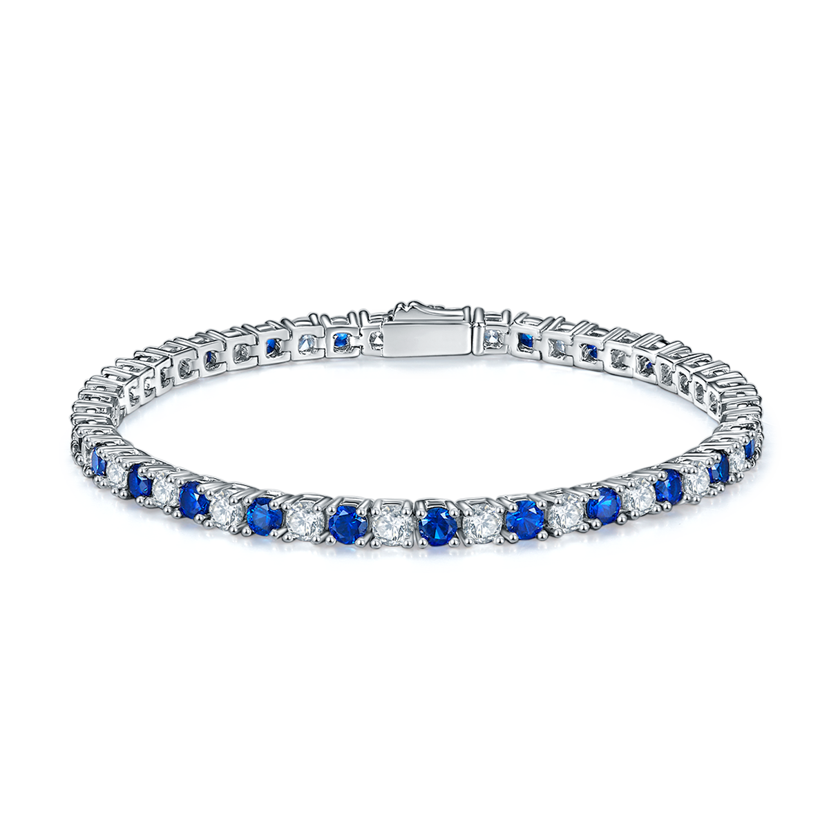 Elegant 3.0mm Lab Grown Gemstone S925 Silver Plated 18K Platinum Tennis Bracelet