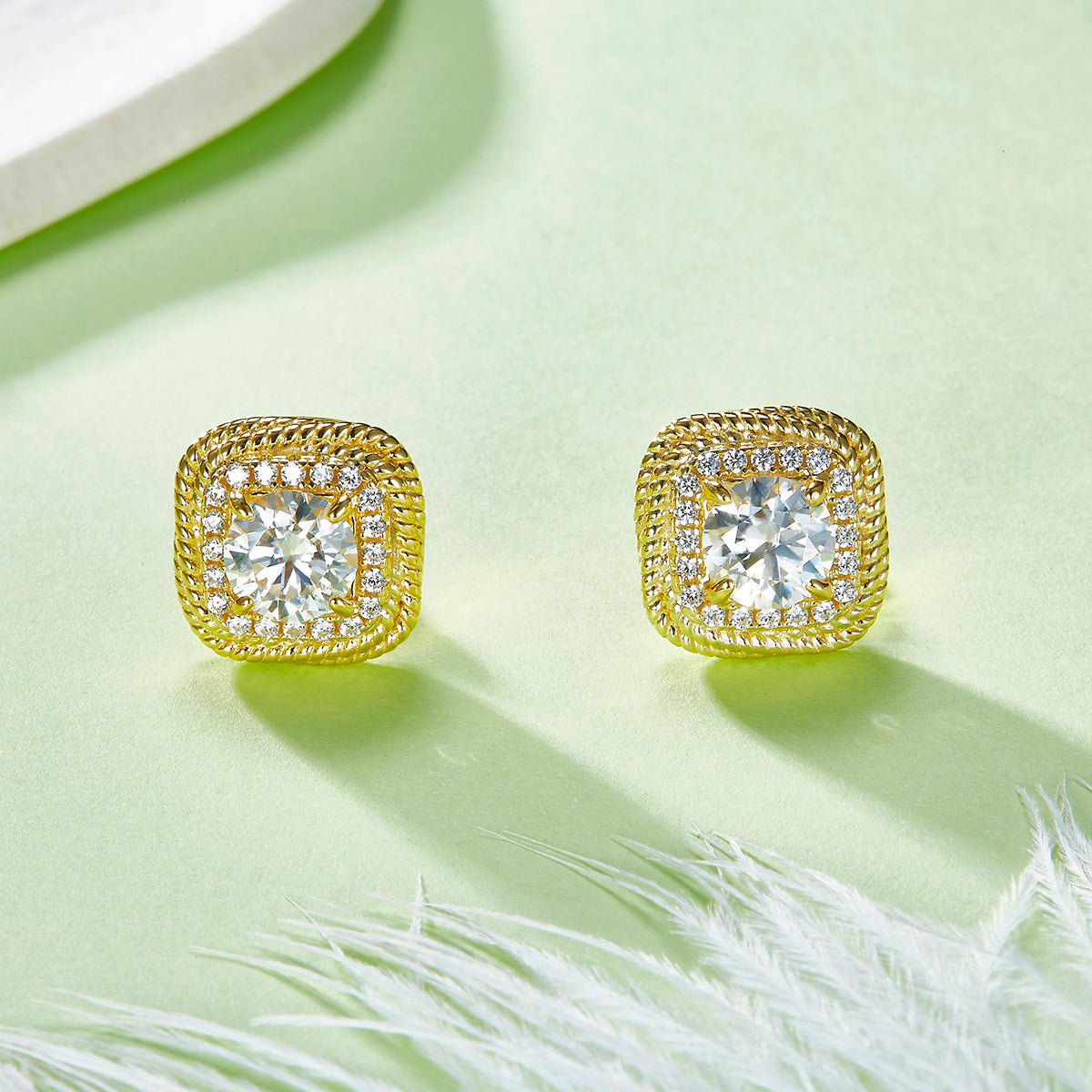 1.0 Carat Round Cut Moissanite S925 Silver Plated Earrings