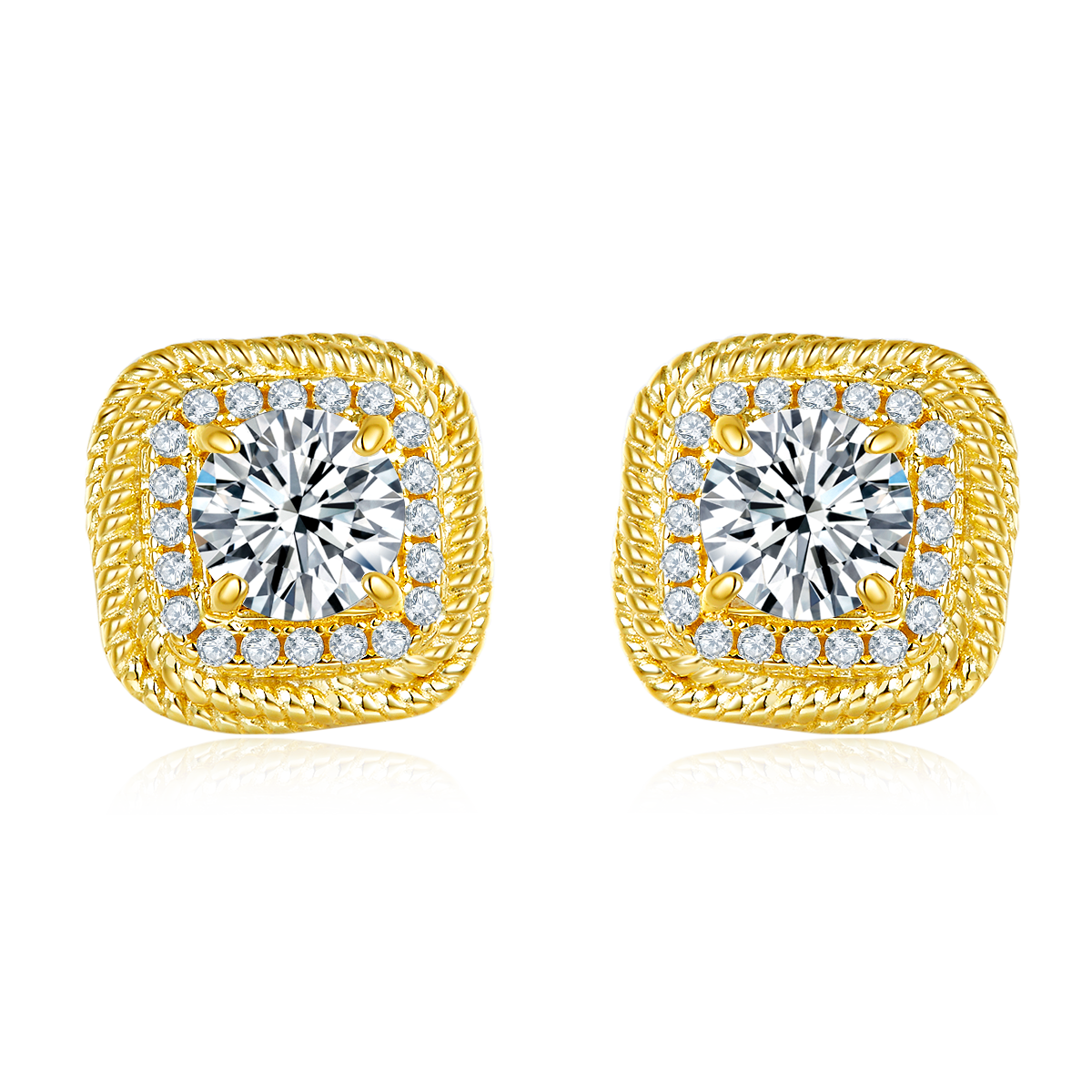 1.0 Carat Round Cut Moissanite S925 Silver Plated Earrings