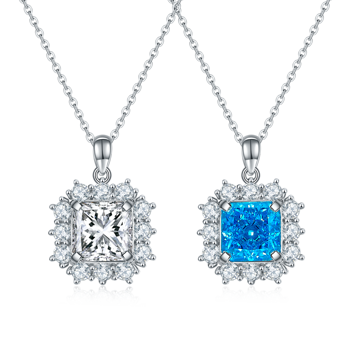 Planderful Shop Moissanite Pendant 4.0ct Asscher Cut D VVS 3EX S925 Silver Plated Necklace For Her