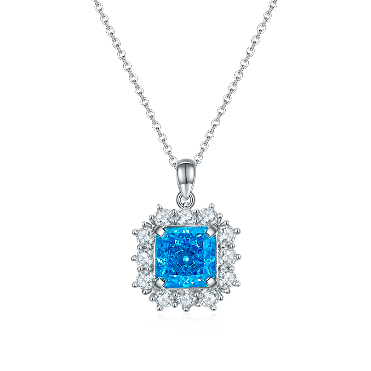 Planderful Shop Moissanite Pendant 4.0ct Asscher Cut D VVS 3EX S925 Silver Plated Necklace For Her