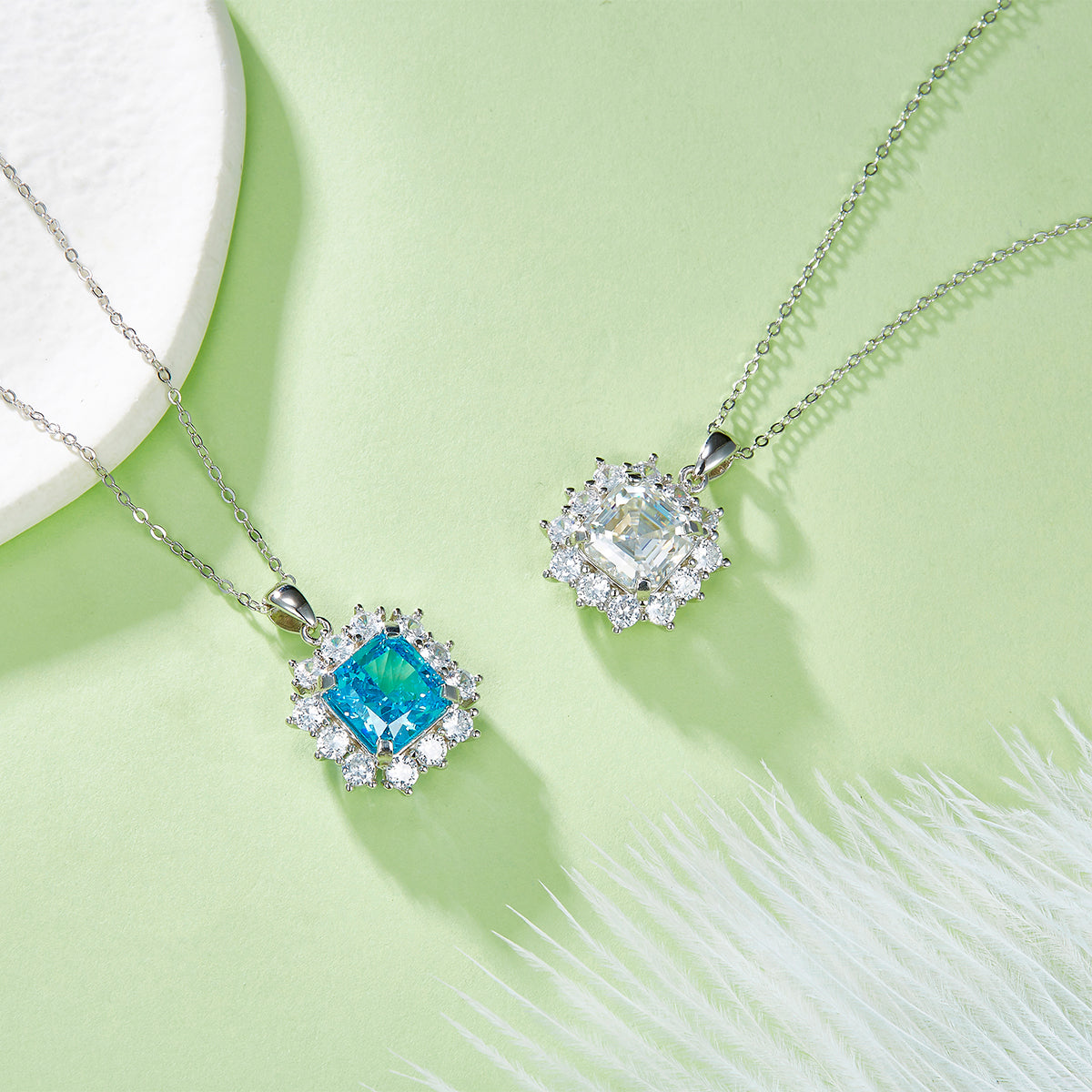 Planderful Shop Moissanite Pendant 4.0ct Asscher Cut D VVS 3EX S925 Silver Plated Necklace For Her