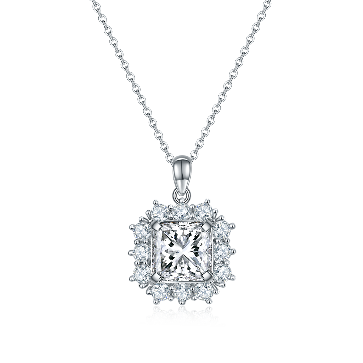 Planderful Shop Moissanite Pendant 4.0ct Asscher Cut D VVS 3EX S925 Silver Plated Necklace For Her
