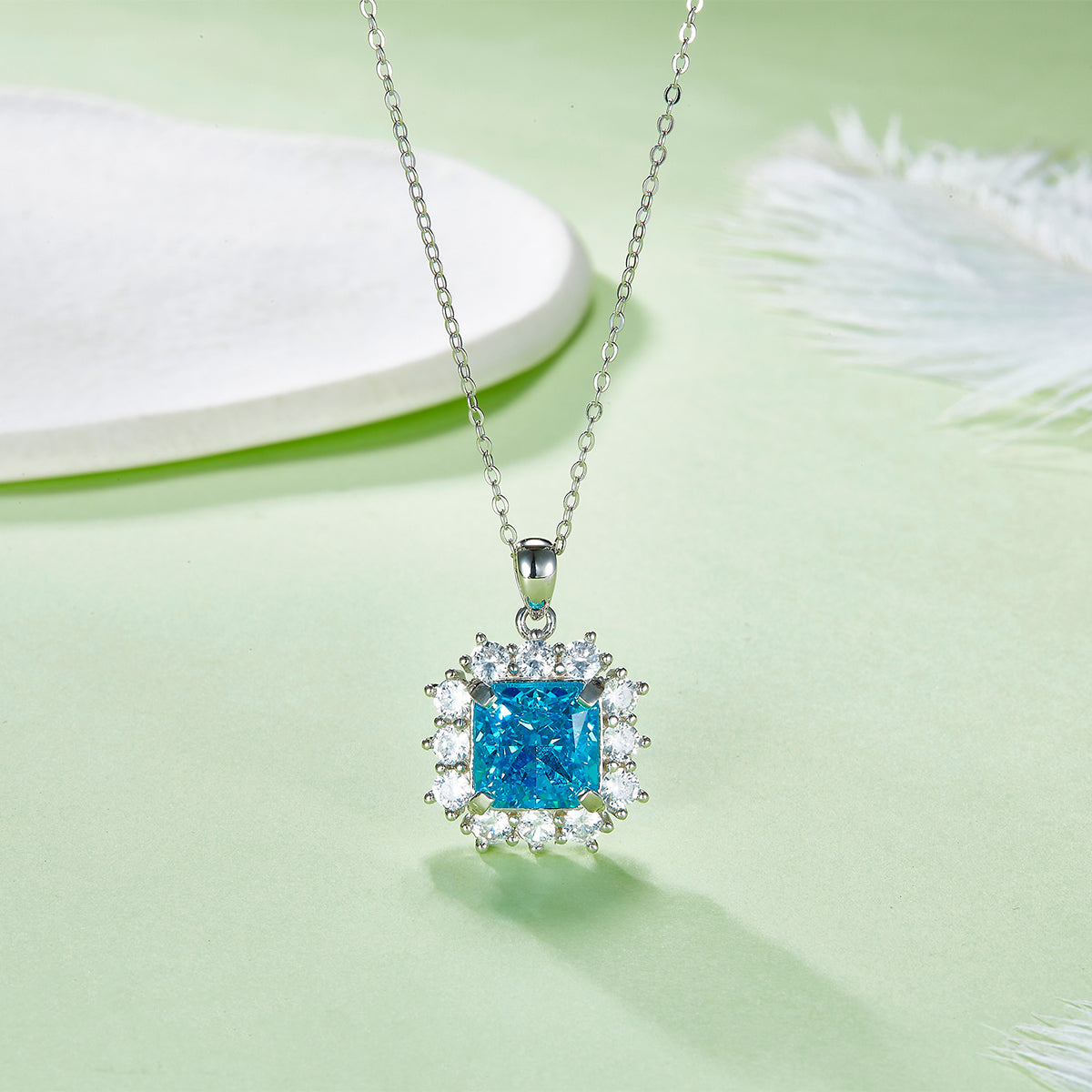 Planderful Shop Moissanite Pendant 4.0ct Asscher Cut D VVS 3EX S925 Silver Plated Necklace For Her