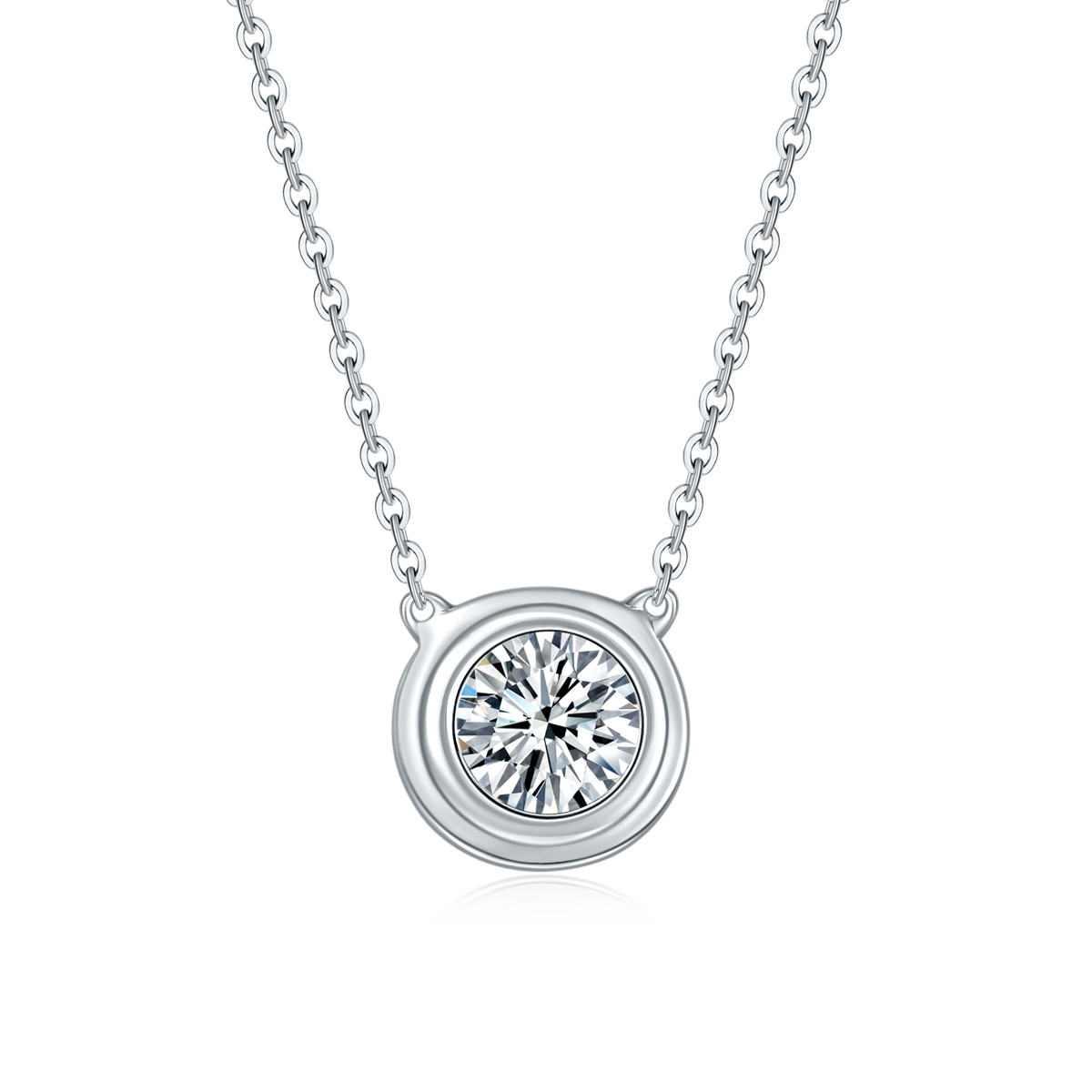 Sparkling Moissanite Necklace 1CT Pendant S925 Silver Plated Platinum Planderful For Her