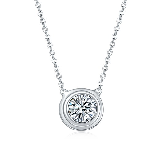Sparkling Moissanite Necklace 1CT Pendant S925 Silver Plated Platinum Planderful For Her