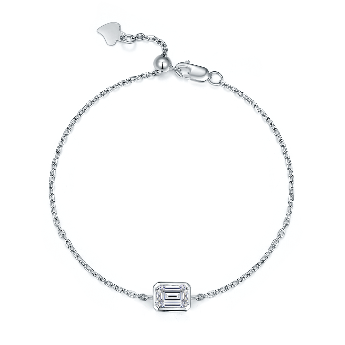 Planderful Emerald Cut Moissanite Bracelet 1.0CT Sterling Silver For Women Sparkling D/VVS/3EX Jewelry