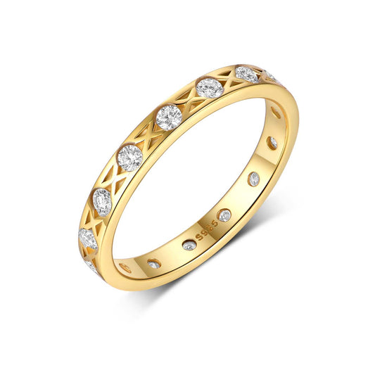 Planderful Moissanite Eternity Ring S925 Silver Plated Gold 0.42CT For Women Sparkling