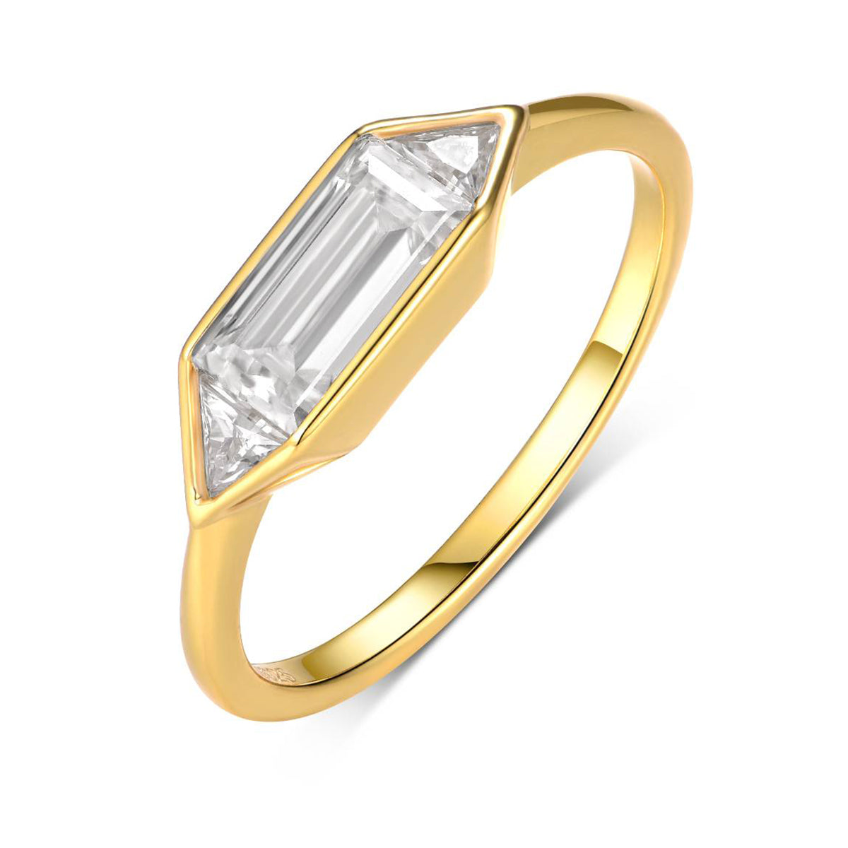 Planderful Moissanite Ring 1Ct Full Surround Sparkling Three Stone For Women S925 Gold Plated