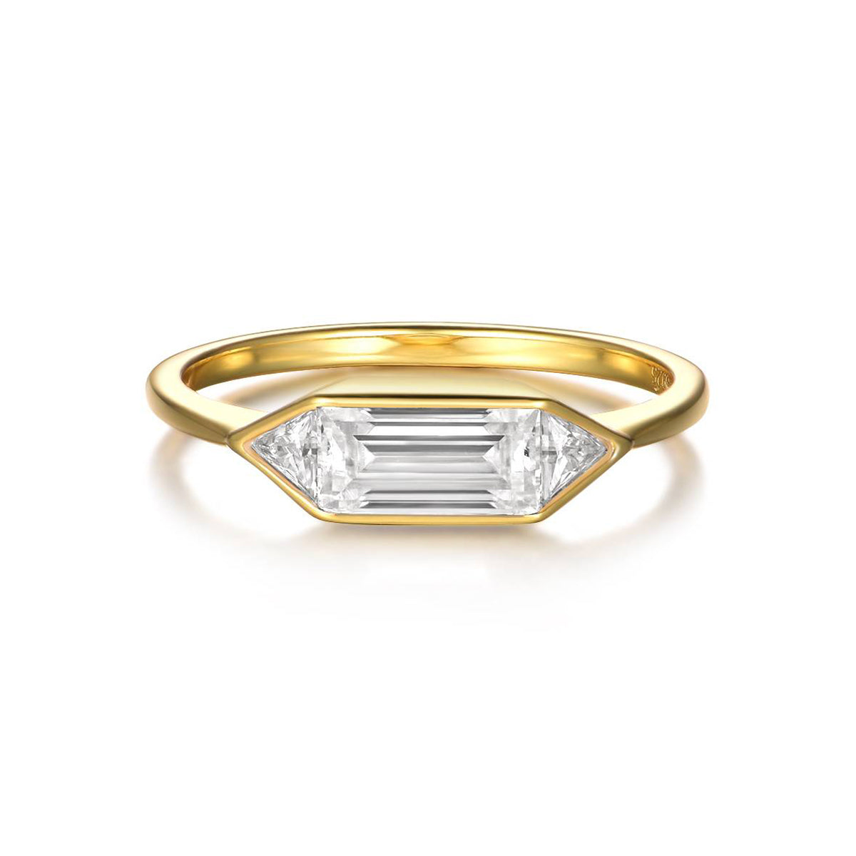 Planderful Moissanite Ring 1Ct Full Surround Sparkling Three Stone For Women S925 Gold Plated