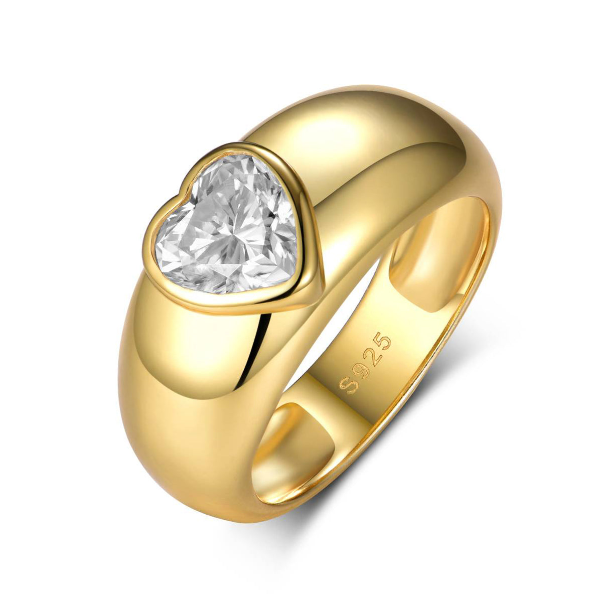 Planderful Moissanite Heart Ring 1.2ct Full Surround Inlaid S925 Gold Plated Silver For Women