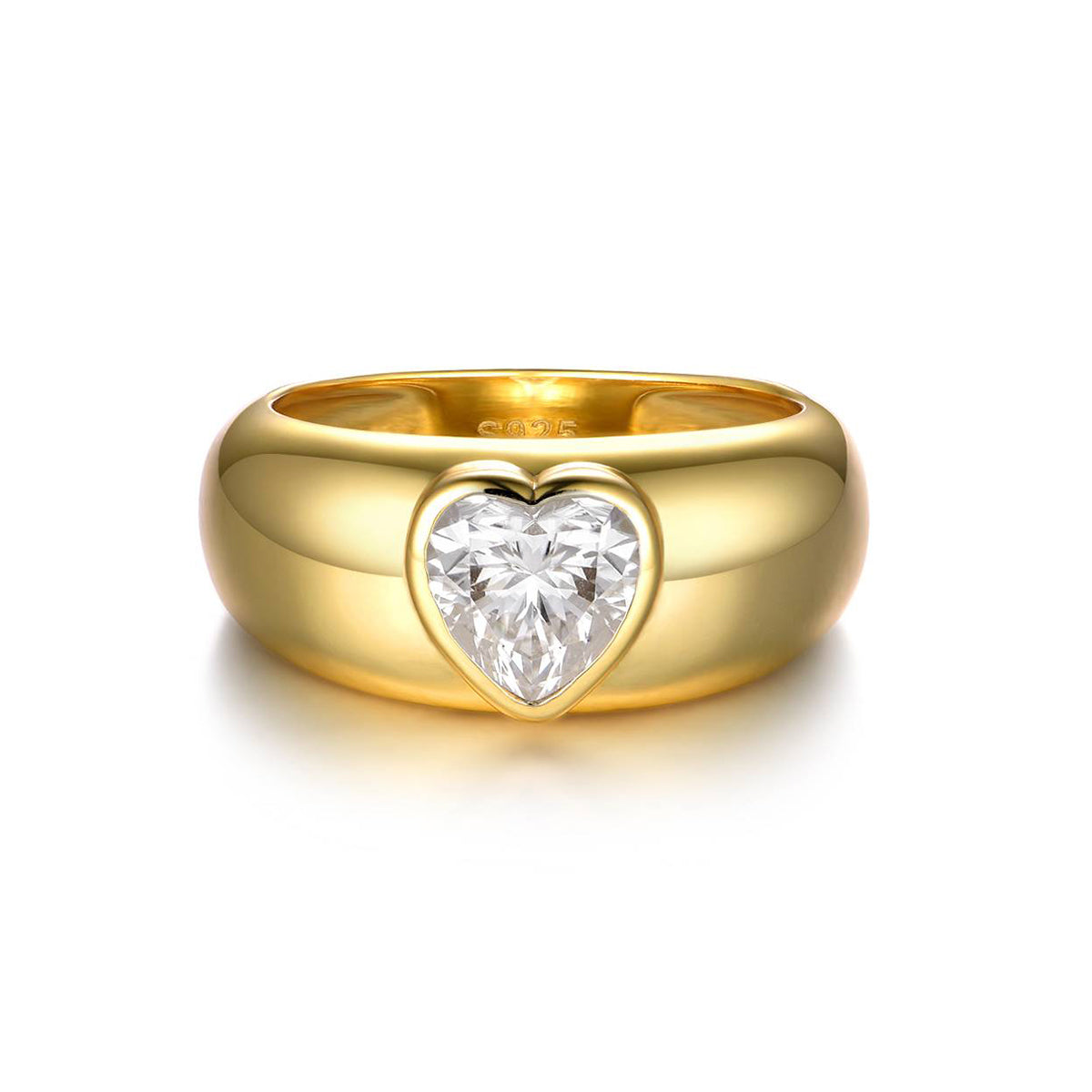 Planderful Moissanite Heart Ring 1.2ct Full Surround Inlaid S925 Gold Plated Silver For Women