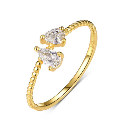 Planderful 0.65Ct Moissanite Ring For Women S925 Silver Plated Gold Twisted Rope Design