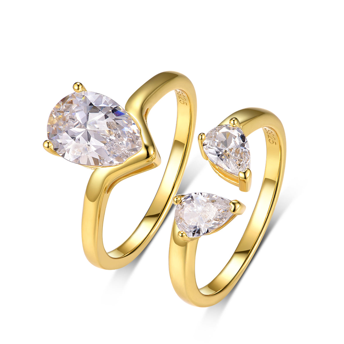 Planderful Moissanite Ring Set Water Drop Main Stone 1.75CT D VVS 3EX S925 Silver Plated Gold Women Glamorous