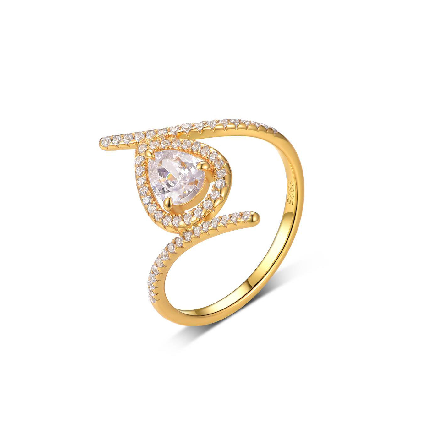 Planderful Moissanite Ring For Women Halo Water Droplet 0.8ct Soleste Sparkling Silver Plated