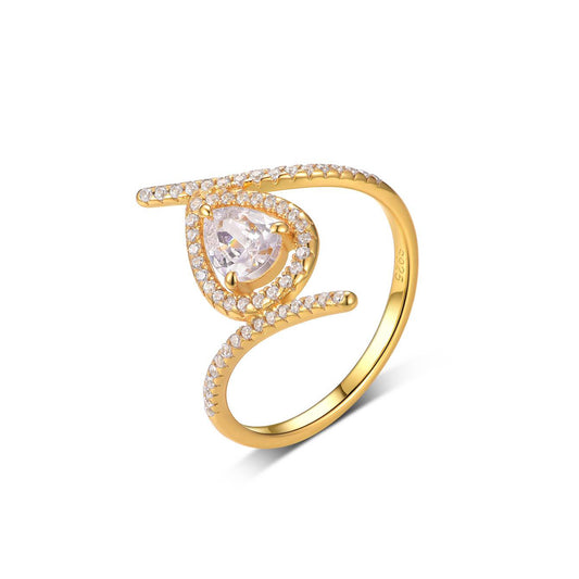 Planderful Moissanite Ring For Women Halo Water Droplet 0.8ct Soleste Sparkling Silver Plated