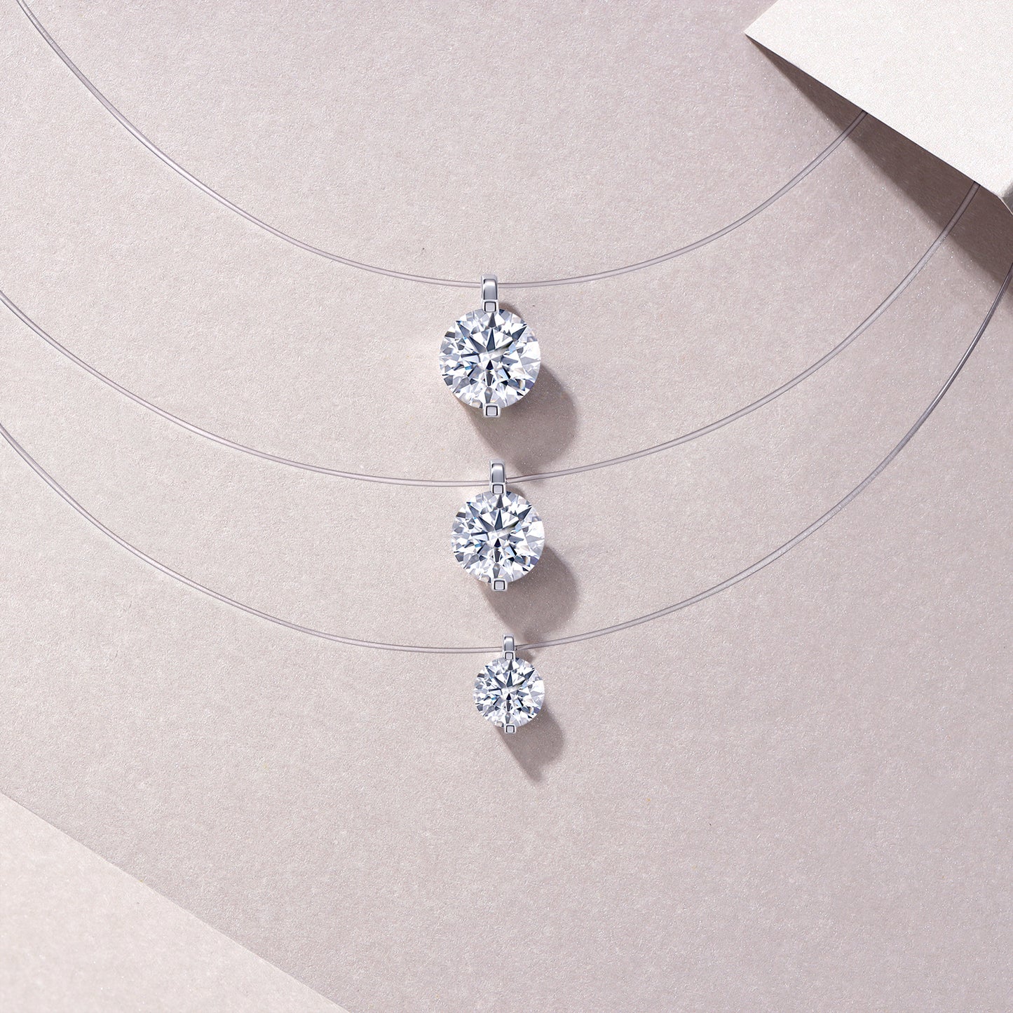 Planderful Shop Moissanite Necklace Minimalist S925 Silver Plated Platinum For Women Collarbone Invisible Fishing Line