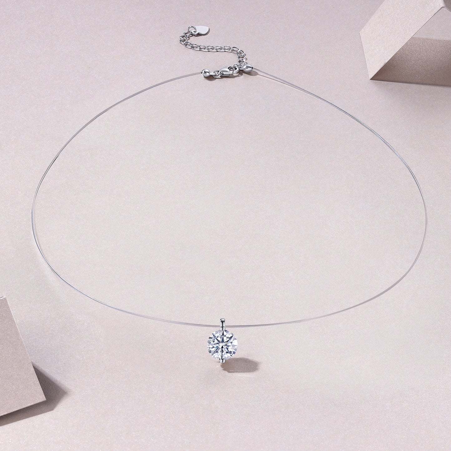 Planderful Shop Moissanite Necklace Minimalist S925 Silver Plated Platinum For Women Collarbone Invisible Fishing Line