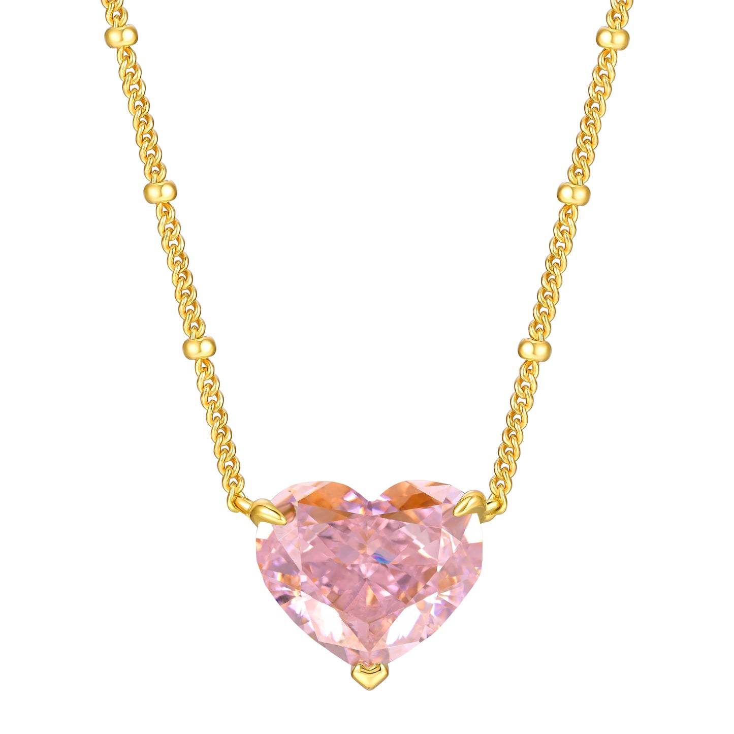 Heart Shaped Zircon Pendant Necklace S925 Silver Gold Plated By Planderful Gala Fireworks For Women Gift Ready