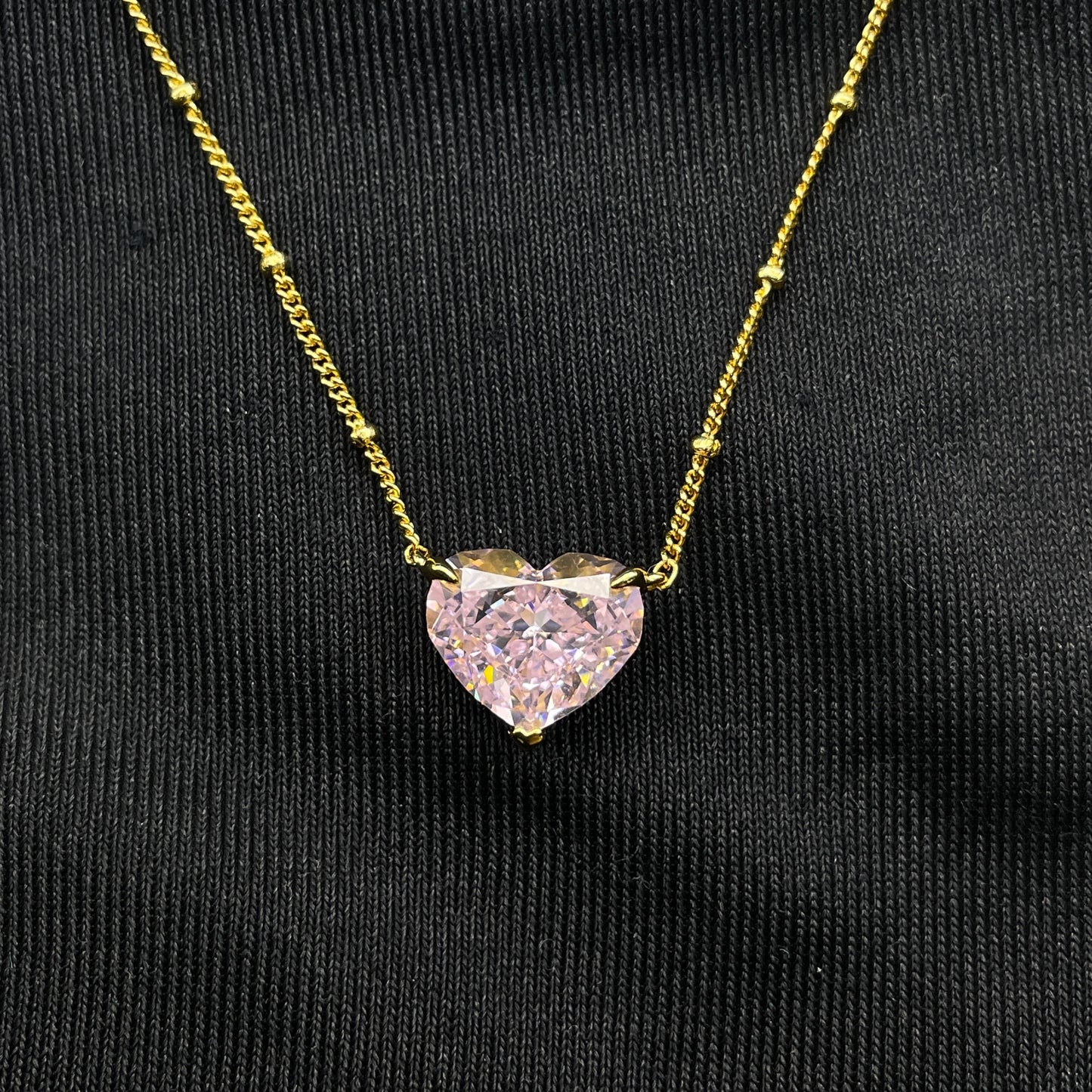 Heart Shaped Zircon Pendant Necklace S925 Silver Gold Plated By Planderful Gala Fireworks For Women Gift Ready