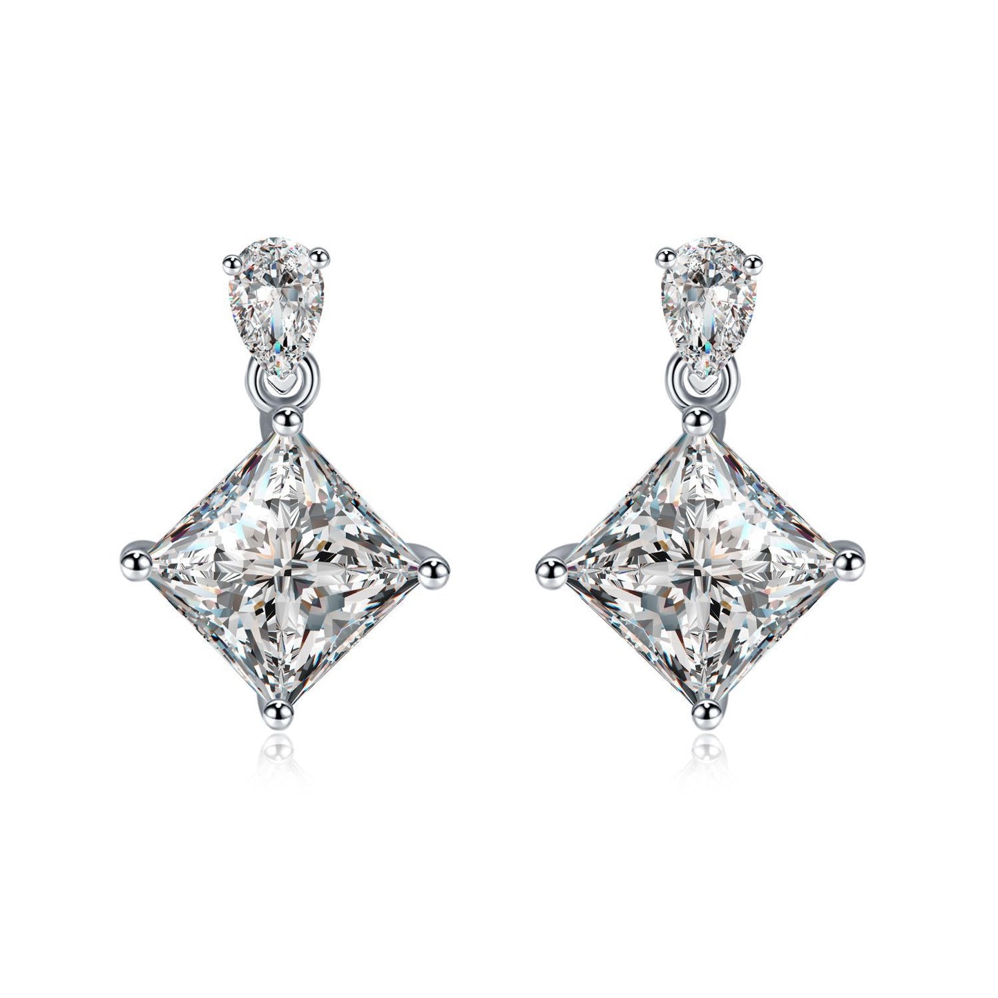 Planderful Moissanite Earrings 1.0CT Princess Cut 5x5mm D VVS 3EX Sparkling Sterling Silver Gift For Her