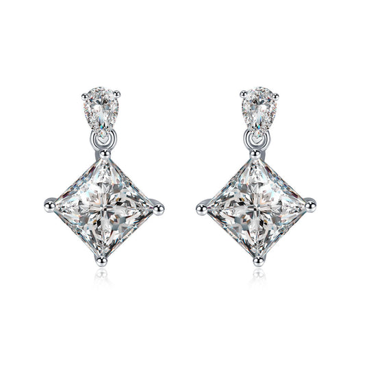 Planderful Moissanite Earrings 1.0CT Princess Cut 5x5mm D VVS 3EX Sparkling Sterling Silver Gift For Her