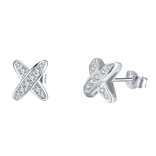 Planderful Moissanite Cross Stud Earrings S925 Silver Plated Platinum For Hip Hop Fashion Fans Brilliant Sparkle