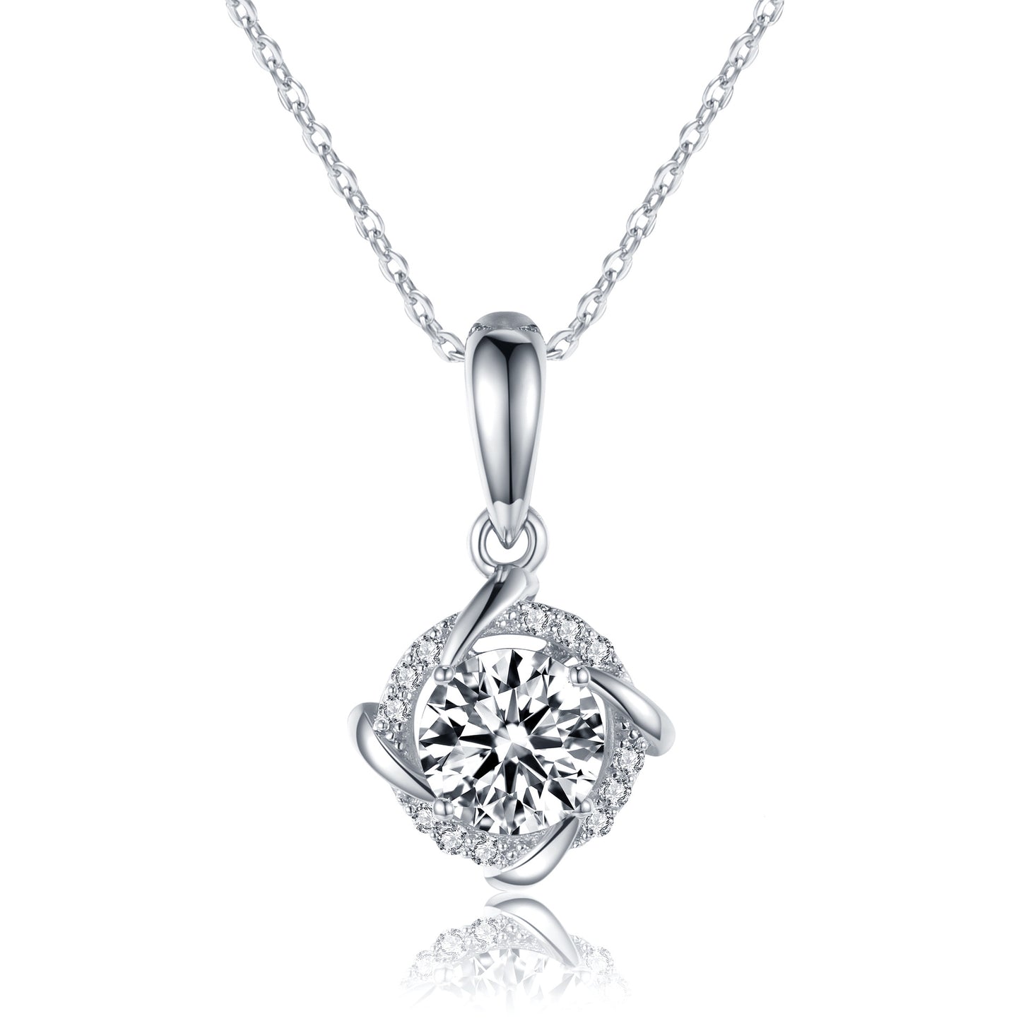 Planderful Moissanite Pendant 1.0ct Sparkling D VVS 3EX Sterling Silver Plated Necklace Elegant For Her
