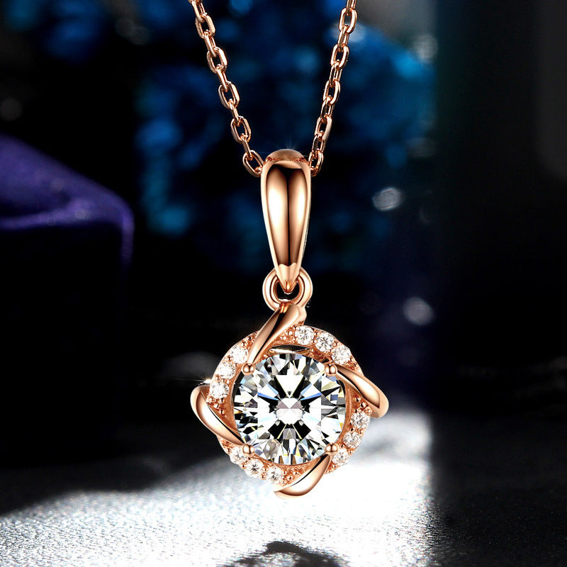 Planderful Moissanite Pendant 1.0ct Sparkling D VVS 3EX Sterling Silver Plated Necklace Elegant For Her