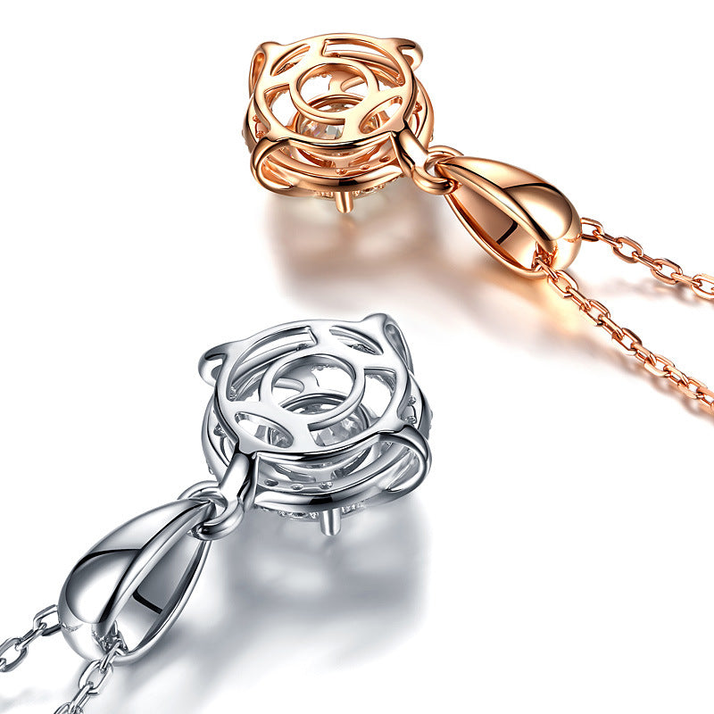 Planderful Moissanite Pendant 1.0ct Sparkling D VVS 3EX Sterling Silver Plated Necklace Elegant For Her