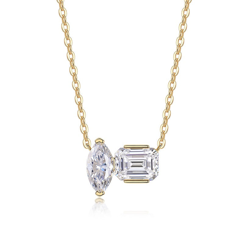 Planderful Moissanite Pendant 3CT Double Sparkle S925 Gold Plated Necklace For Her