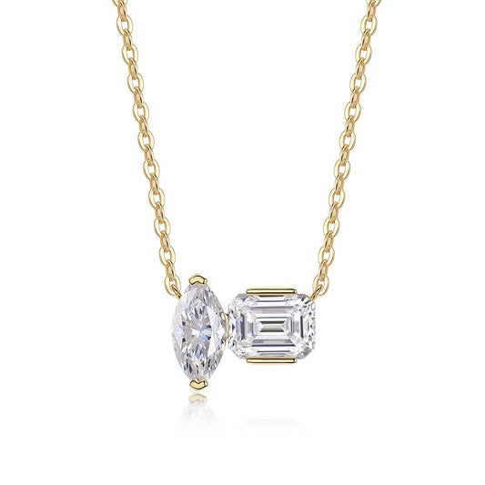 Planderful Moissanite Pendant 3CT Double Sparkle S925 Gold Plated Necklace For Her